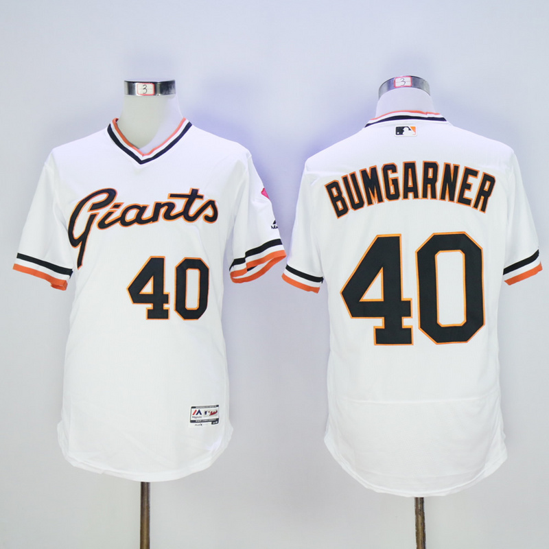 Men San Francisco Giants #40 Bumgarner White Throwback Elite MLB Jerseys